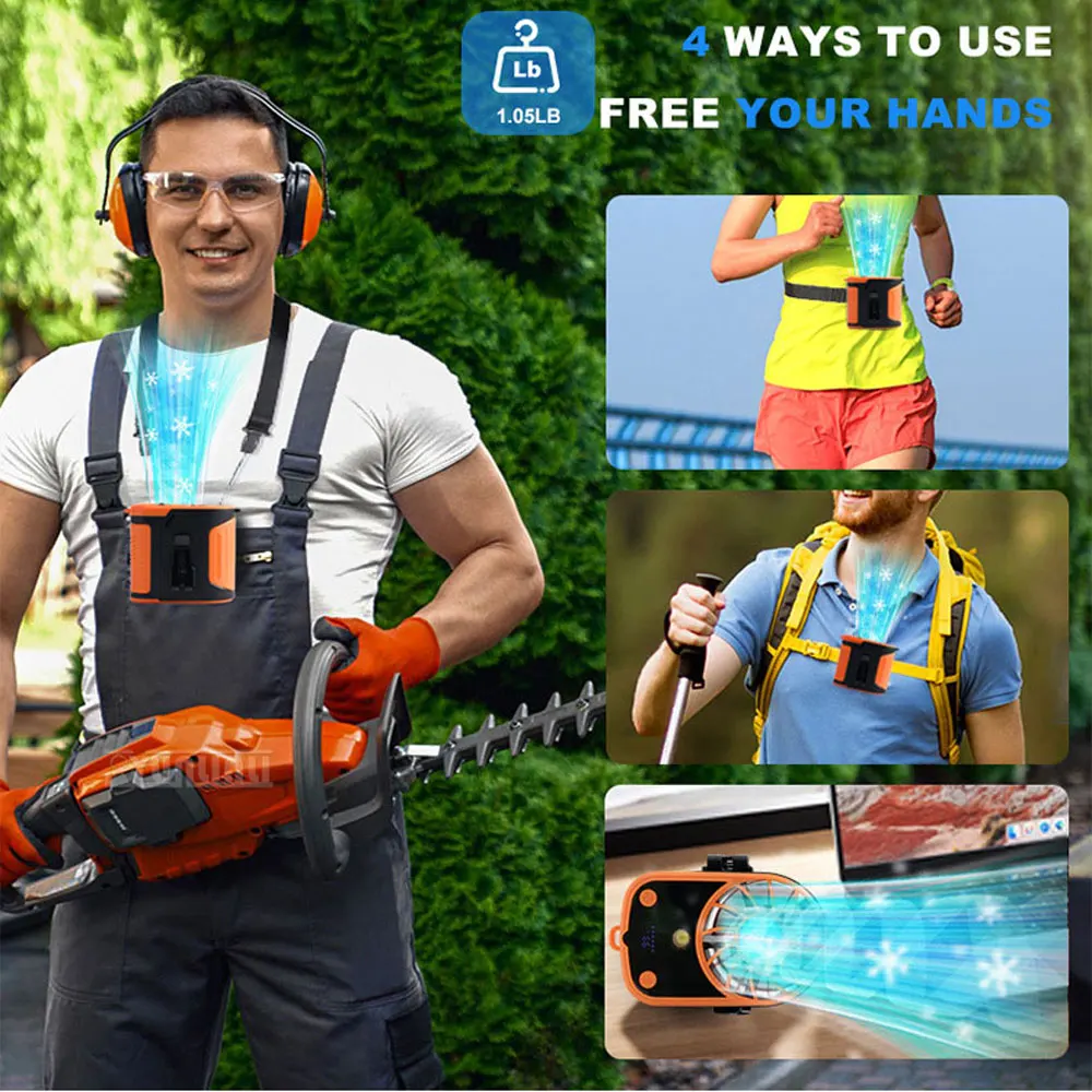 Waist-Worn Fan Portable Outdoor Waist-Worn High-Power Mini Air Conditioner for Construction Sites—Rechargeable