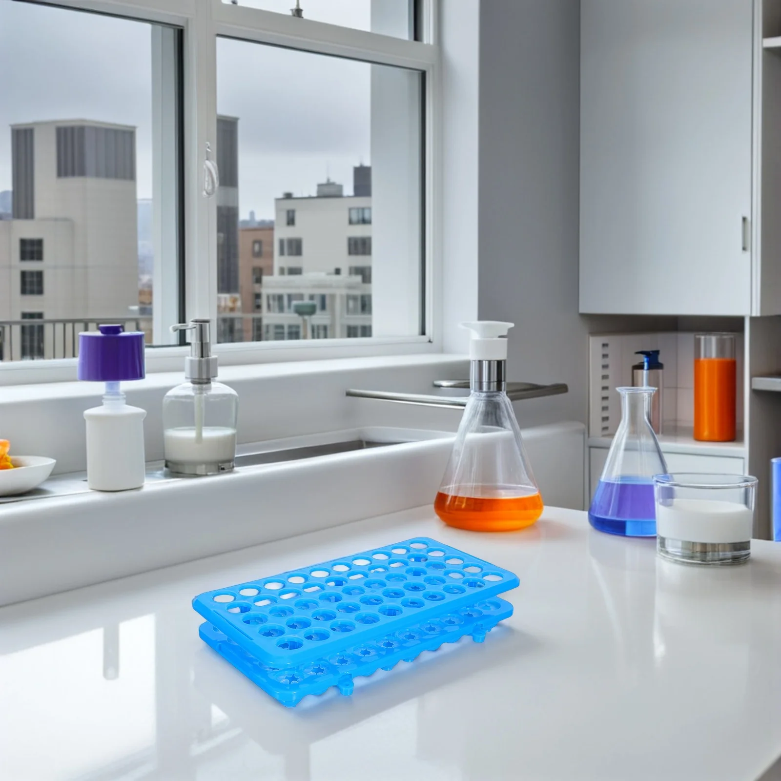 50 ثقوب البلاستيك أنبوب اختبار رف Microcentrifuge قارورة حامل مختبر عينة حامل منصات المضادة للانزلاق تصميم مدمج دائم