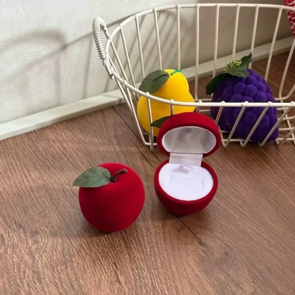 

Storage Anti-collision Cherry Necklace Organizer Pineapple Grape Fruit Ring Box Peach Strawberry Flocked Jewelry Box Couples