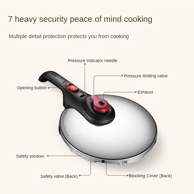 طنجرة ضغط ثقيل من الفولاذ المقاوم للصدأ ، سعة كبيرة ، مقاومة للانفجار ، مناسبة للبوتاجاز الحثي ومواقد الغاز ، 6 لتر #4