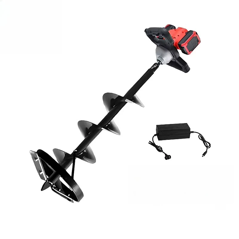 Electric Ice Drill Auger Machine Ice Burrowing Drilling Earth Auger Combo Ground Drill Hole Digger Ice Fishing Auger