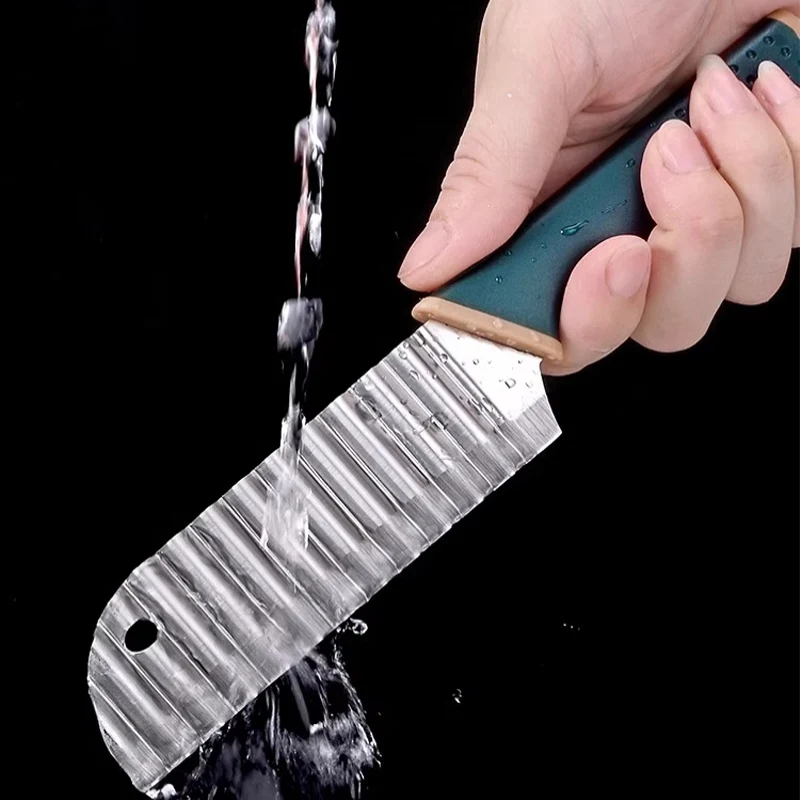 For kitchen  Cortador de patatas fritas para hacer patatas fritas, cuchillo ondulado deacero inoxidable, cuchillo de cocina