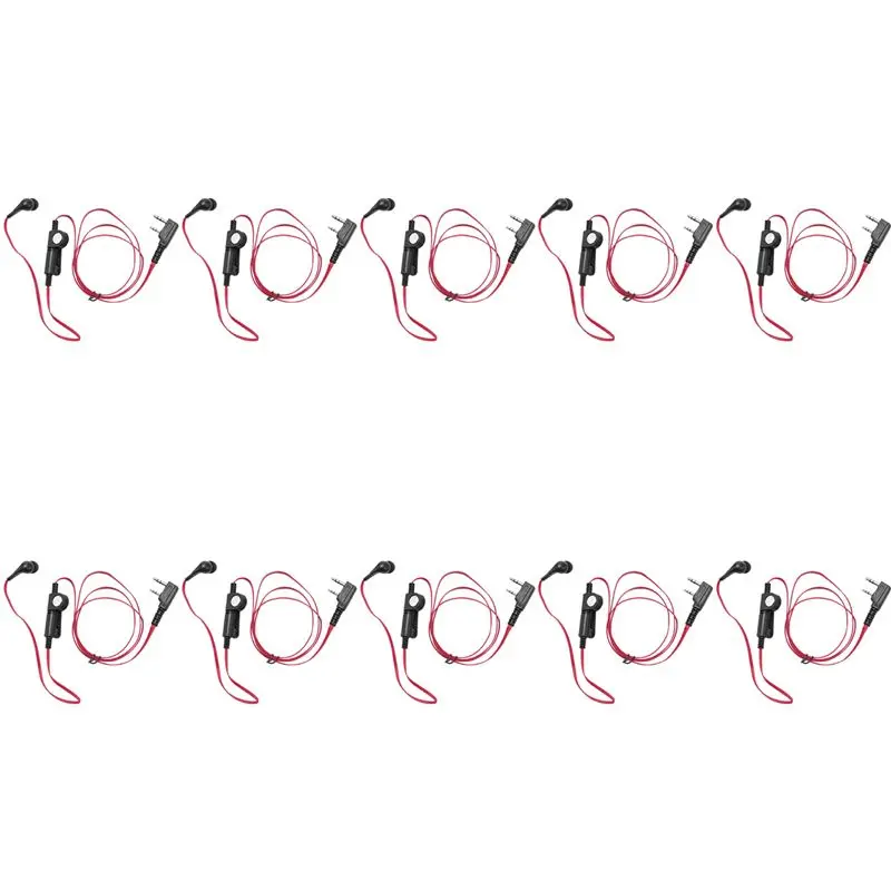 ABRI-10X 2 Pin Noodle Style Earbud Headphone K Plug Earpiece Headset For Baofeng Uv5r Bf-888S Uv5r Radio Red Wire