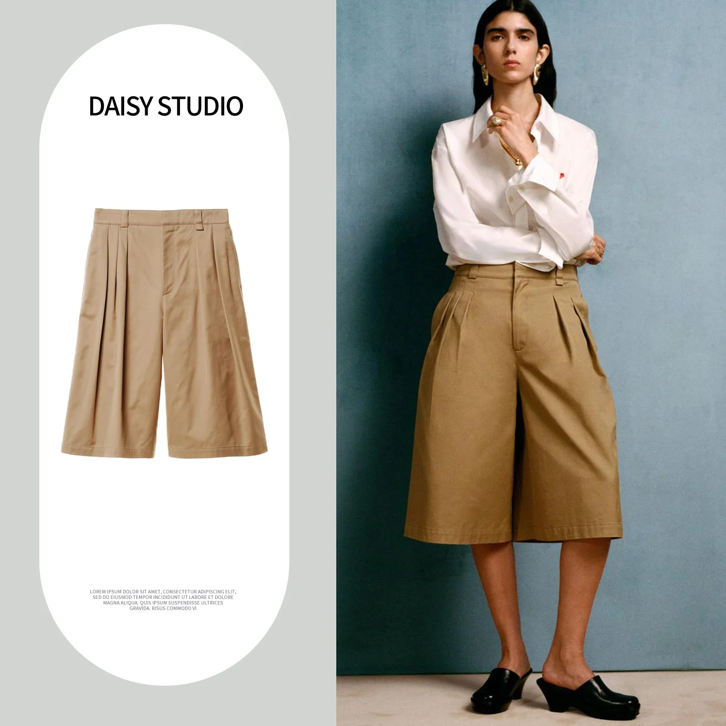 

Spring Summer New Arrival Casual Long Zipper High Waist Pleated Design Women's Shorts Comfortable Wide Leg Pants for Ladies