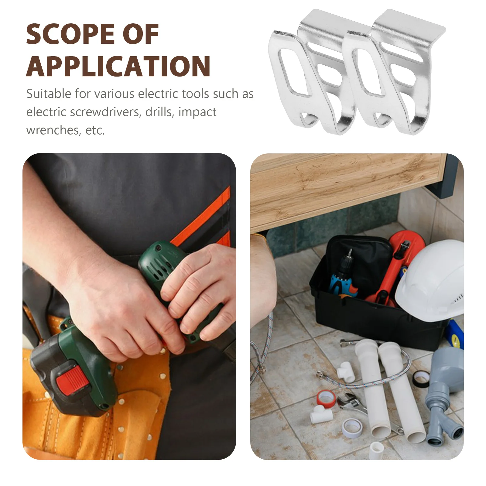 2Pcs Electric Drill Belt Hanger Stainless Steel Heavy Duty Drill Tool Holder Impact Driver Belt Clip Hook Organizer