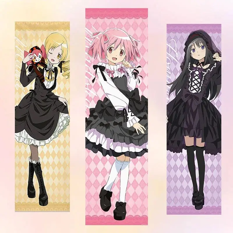 P-Puella Magi M-Madoka Magica Long Tapestry, Madoka Homura Mami Anime Wall Hanging, Kawaii Room Decor