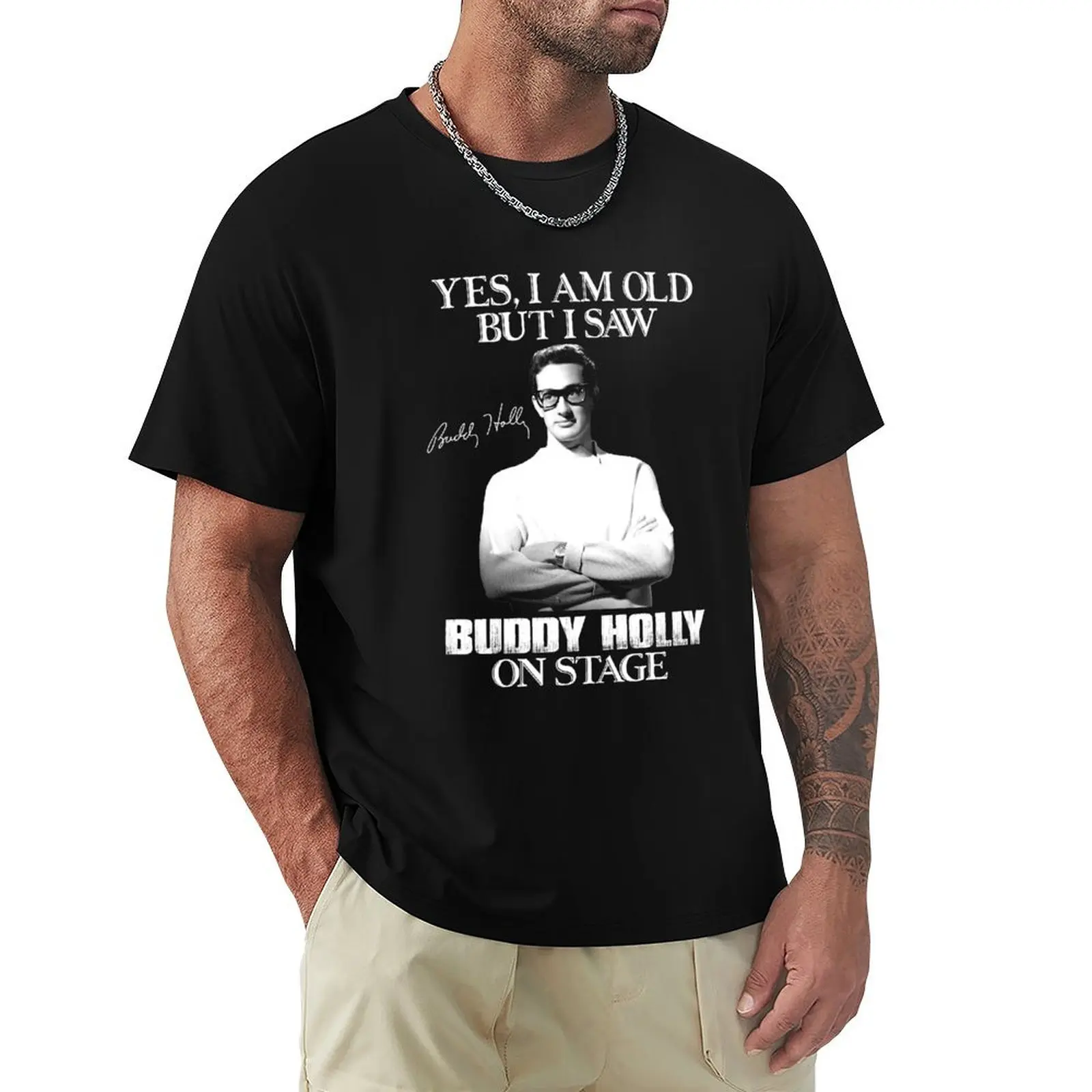 Yes I'm Old But I Saw Buddy Holly On Stage T-Shirt t shirts for man graphic funny T-Shirt