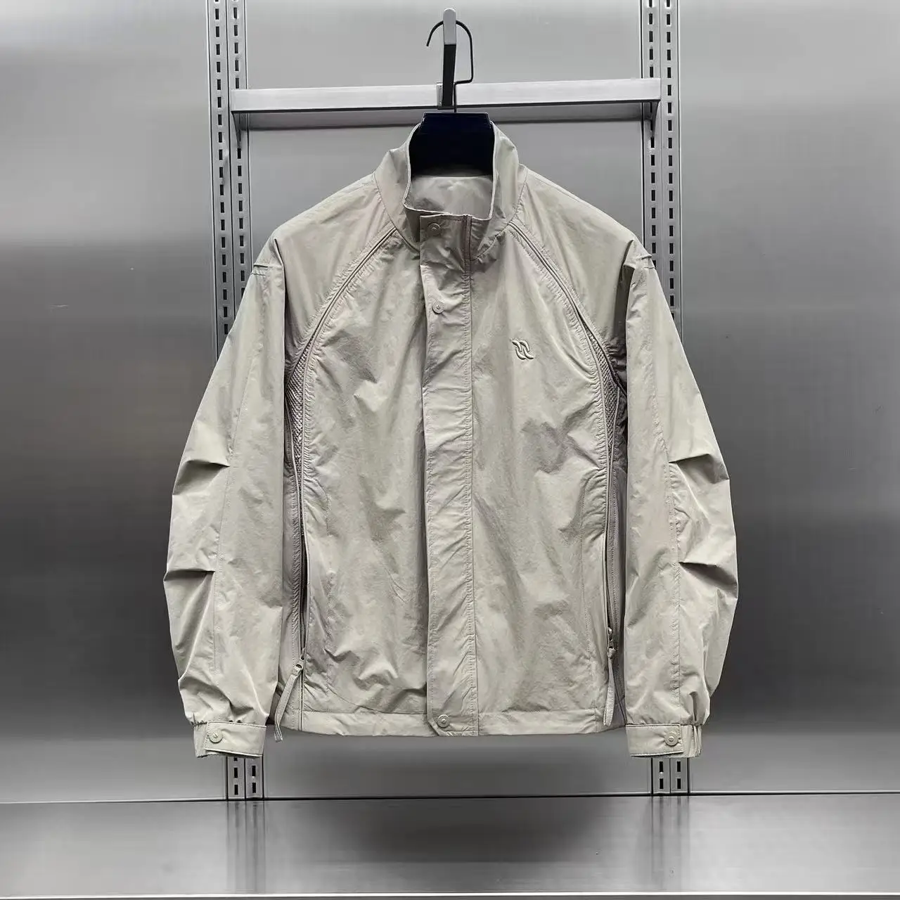 

Весенне-осенний элитный джет с воротником-стойкой, мужская модная однотонная молодежная повседневная универсальная модная ветровка