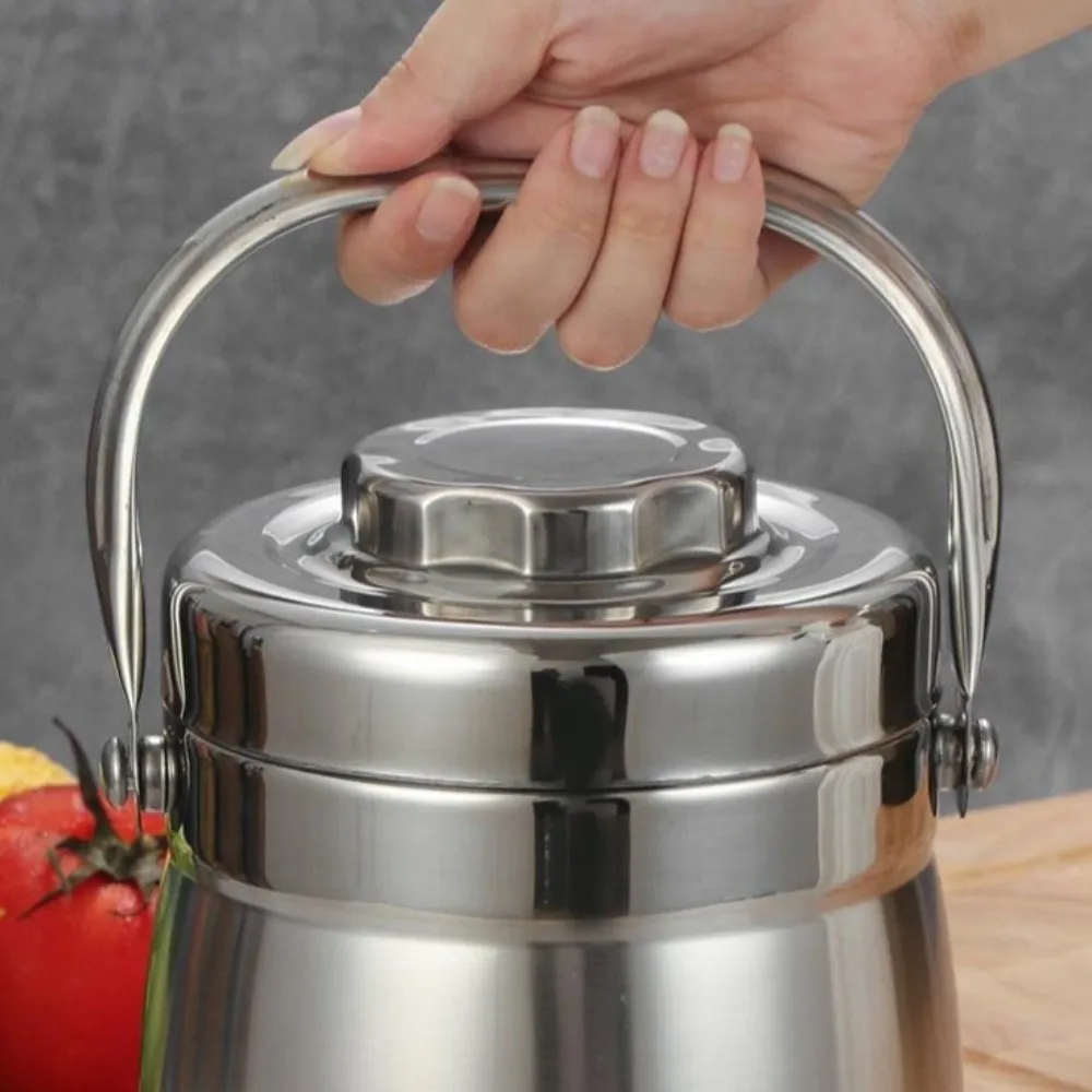 New Thickened Insulation Pot Large Capacity Three-layer Office Worker Student Lunch Box Stainless Steel Rice Basket