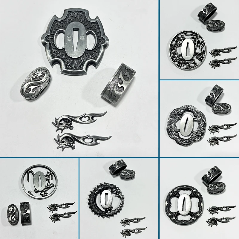 Красивый набор мечей, набор защиты Tsuba из серебряного сплава, для японской катаны, Wakizashi, красивый дизайн