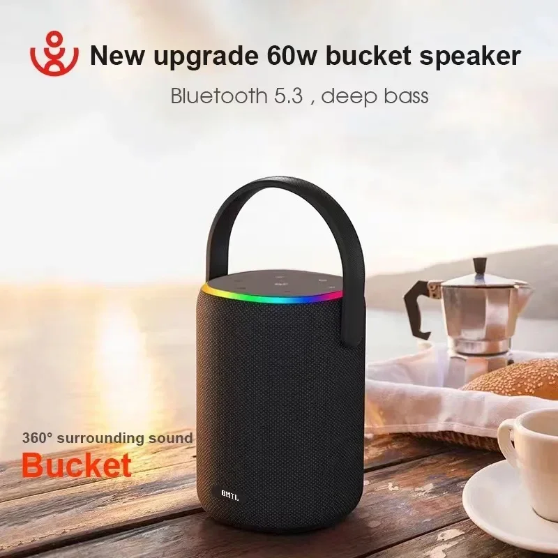 XDobo 60W Portable Bucket Bluetooth Speaker Outdoor Portable Wireless TWS Connection Waterproof Deep Bass Strong Stereo Speaker