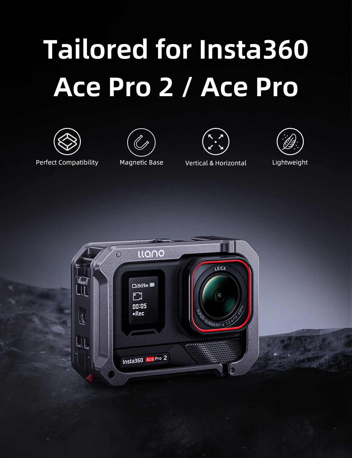 �y�Z�[�����zllano �A���~�j�E���P�[�W�P�[�X Insta360 Ace Pro / Ace Pro 2 �A�N�V�����J�����p |   �N�C�b�N�C���X�g�[���ی�t���[��