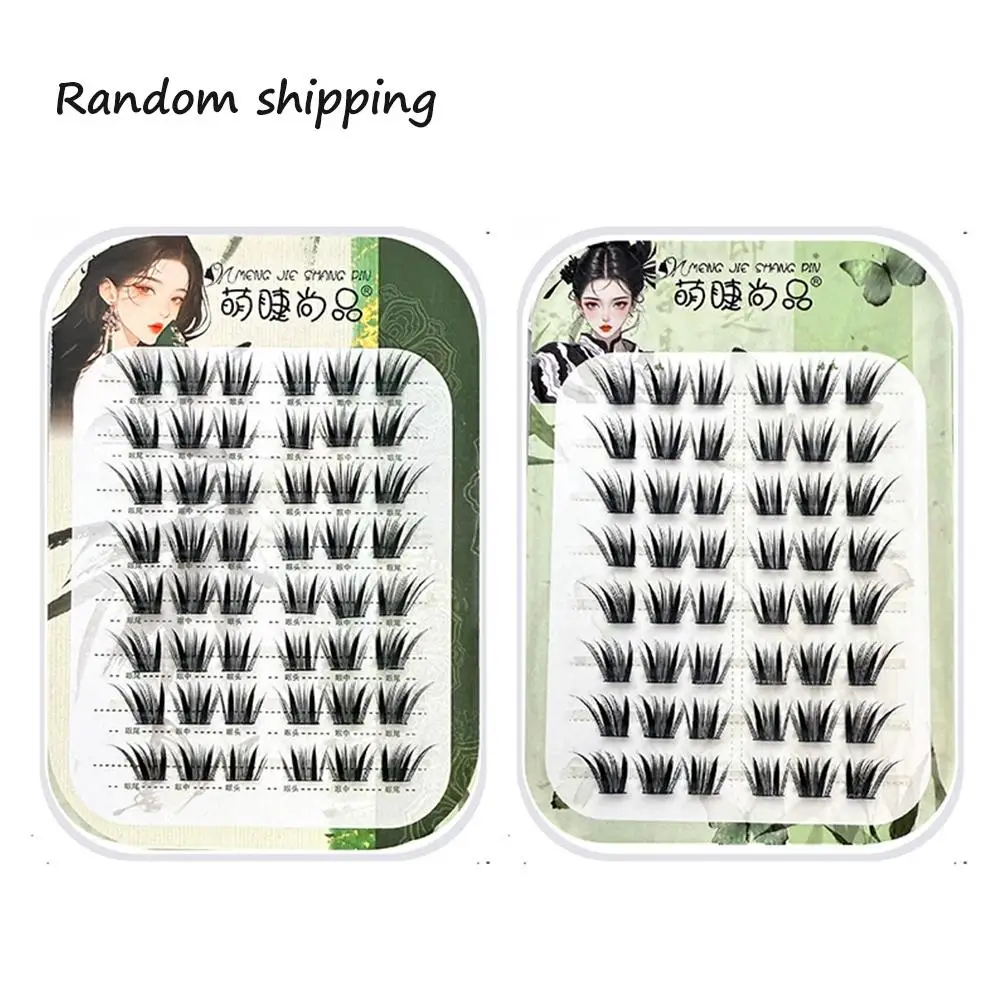 Cílios postiços sem cola, cílios de raposa, estilo chinês, grosso, natural, ampliar seus olhos, cluster único, ferramenta de maquiagem