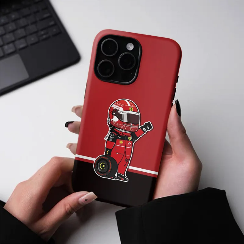 حافظة هاتف F1 No.11 لهاتف iPhone16ProMax 15 14 14 12mini 7Plus XR 2in1 حافظة لامعة قوية