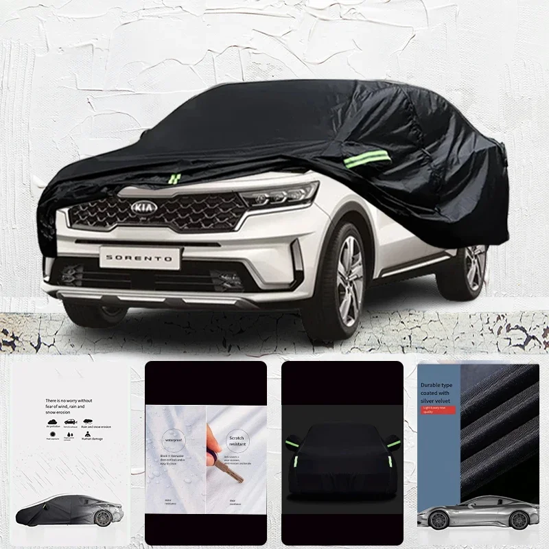 For Kia Sorento Anti-UV Sun Shade Rain Snow Resistant Dustproof Car umbrella Black cover Full Car Cover Outdoor Protection