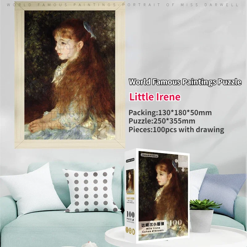 

100 Pieces Jigsaw Puzzles 25*35.5cm Auguste Renoir Little Irene Paper Assembling Painting Art Toys