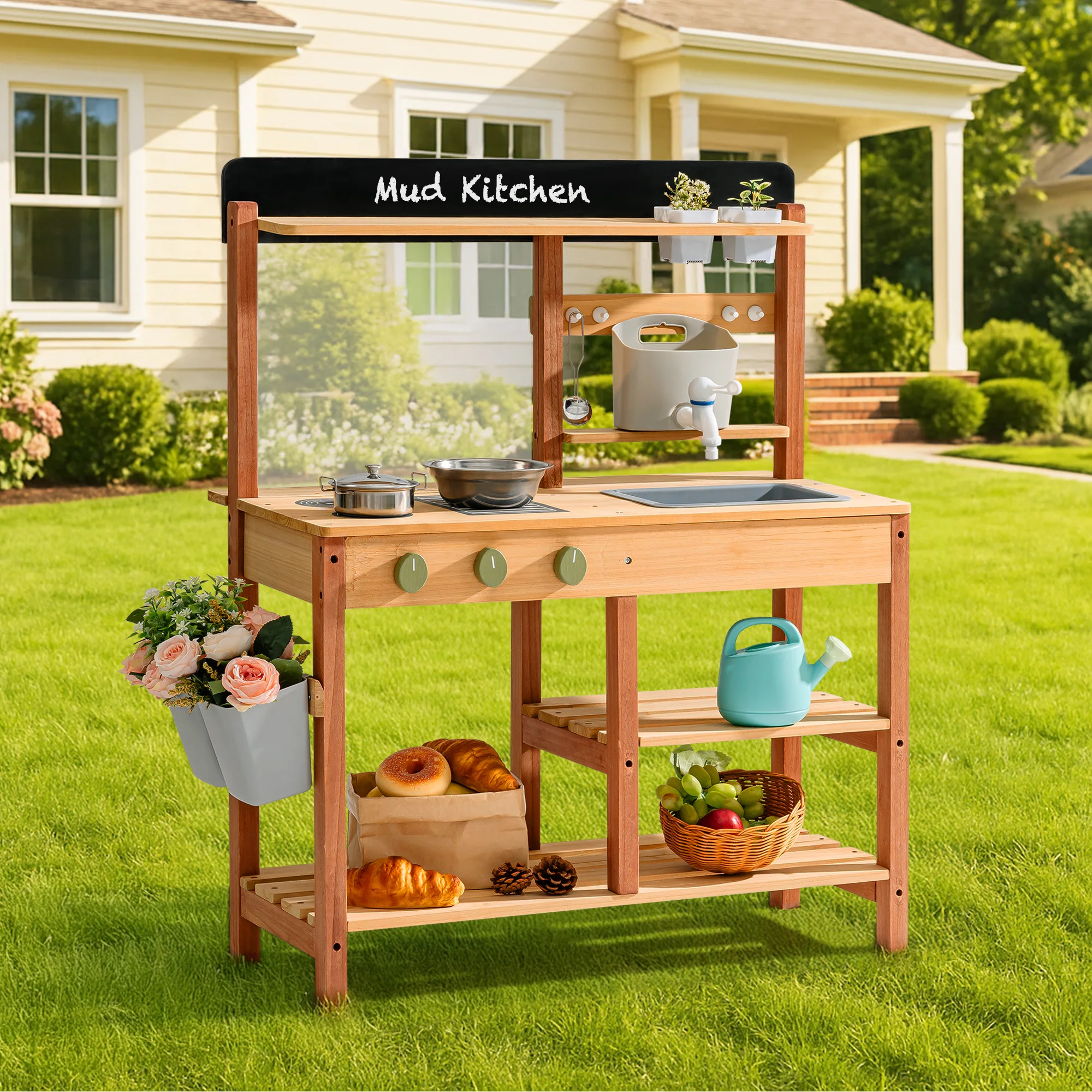 Robud Montessori Mud Kitchen D - Kids Outdoor Mud Kitchen ulasan dan harga