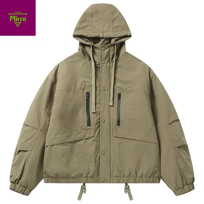 

Men Jackets Winter Thicken Warm Parkas Coats Vintage Loose Hooded Padded Jackets Outwear