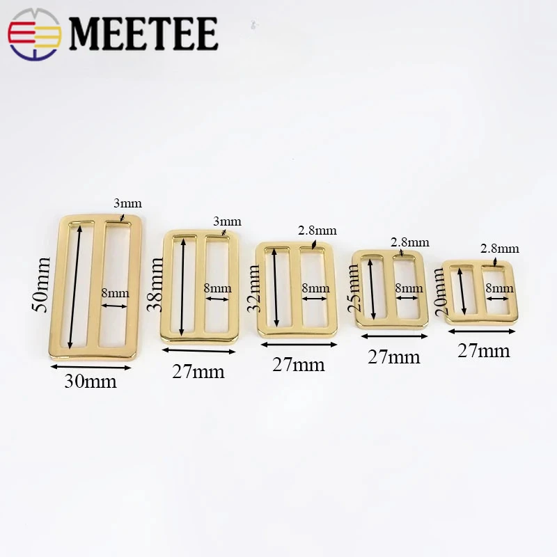 10/20Pcs 13-50mm Bag Strap Metal Buckles Slider Tri-Glide Ring Buckle Adjuster Webbing Belt Hooks Clasp DIY Hardware Accessories