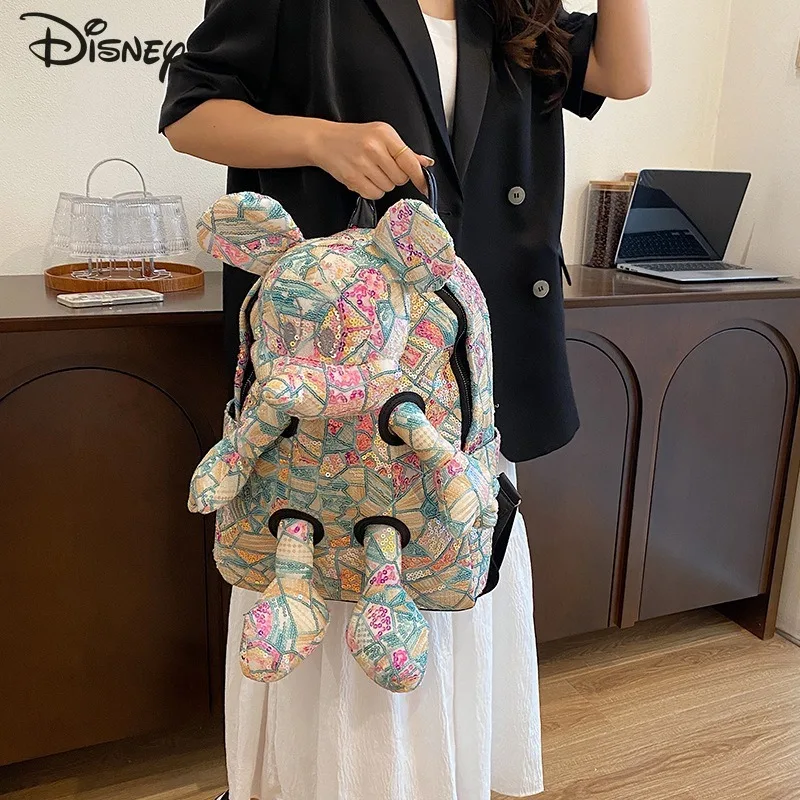 Disney Mickey Personality Graffiti Backpack Women's New Trend Large Capacity Cartoon Doll Student School Bag Travel Backpacks