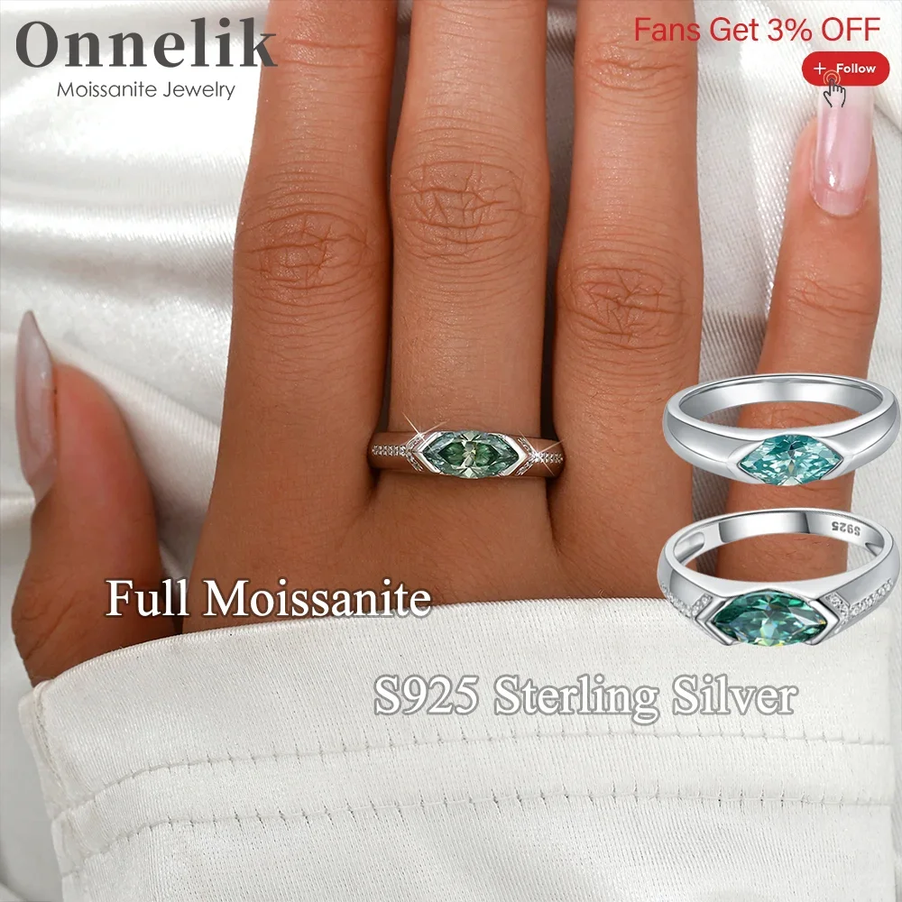 

Onnelik VVS1 1ct Olive-shaped Moissanite with GRA Minimalist Luxury Ring 925 Sterling Silver for Women Lover Party Fine Jewelry