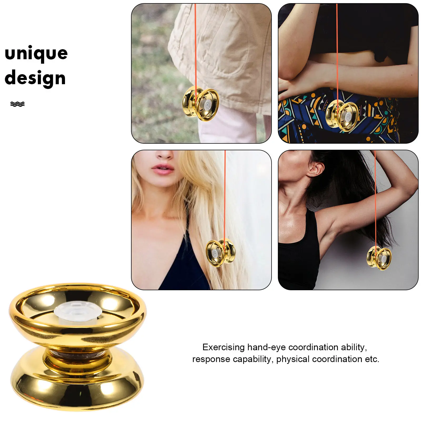 1Set Alloy Yo-Yo Ball Beginner Fingertip Plaything Smooth String Outdoor Fun Exercise Hand-Eye Coordination Flexibility Strength