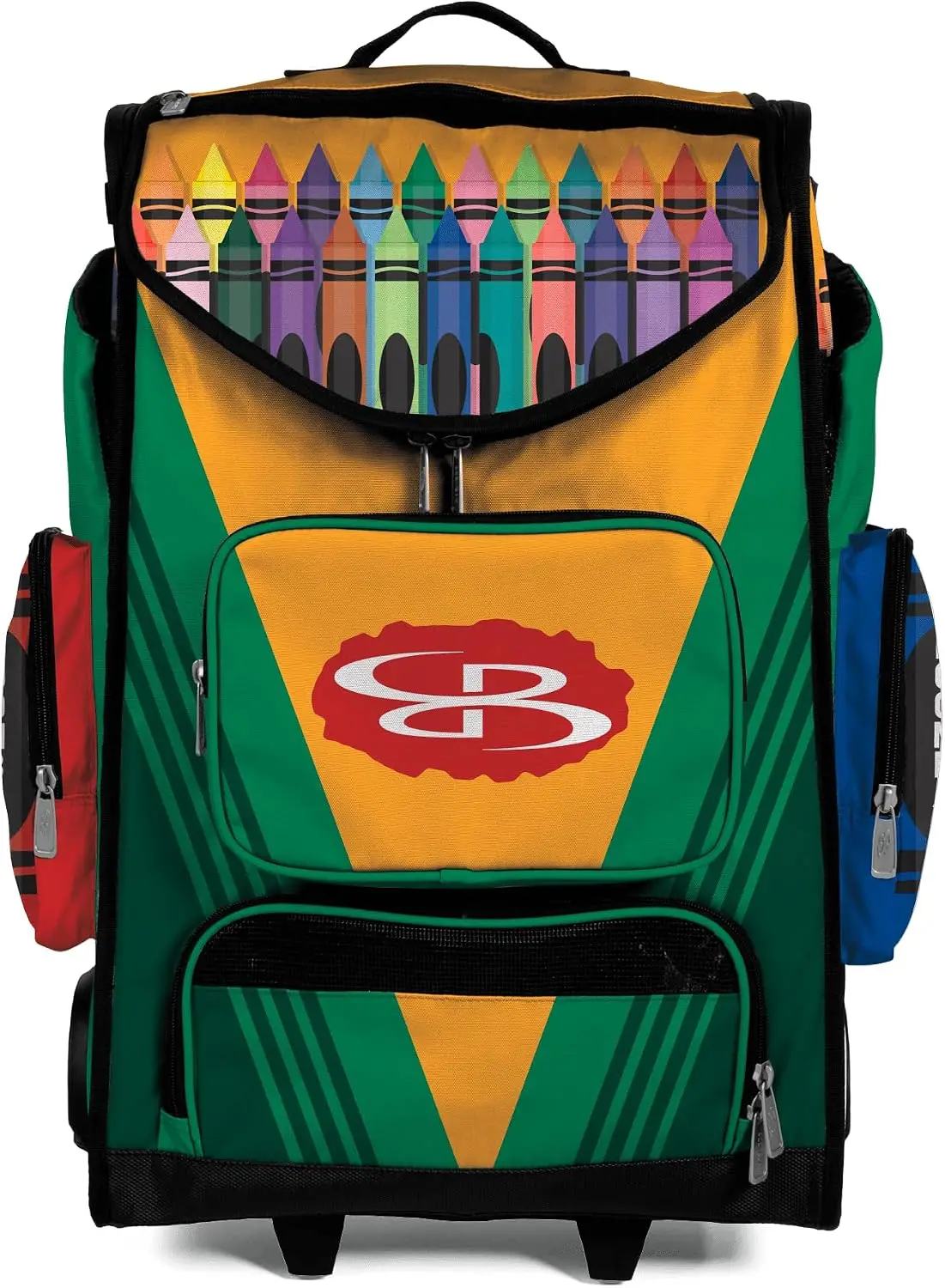 Rolling Backpack Hybrid Bat Bag Wheeled Crayons Multi