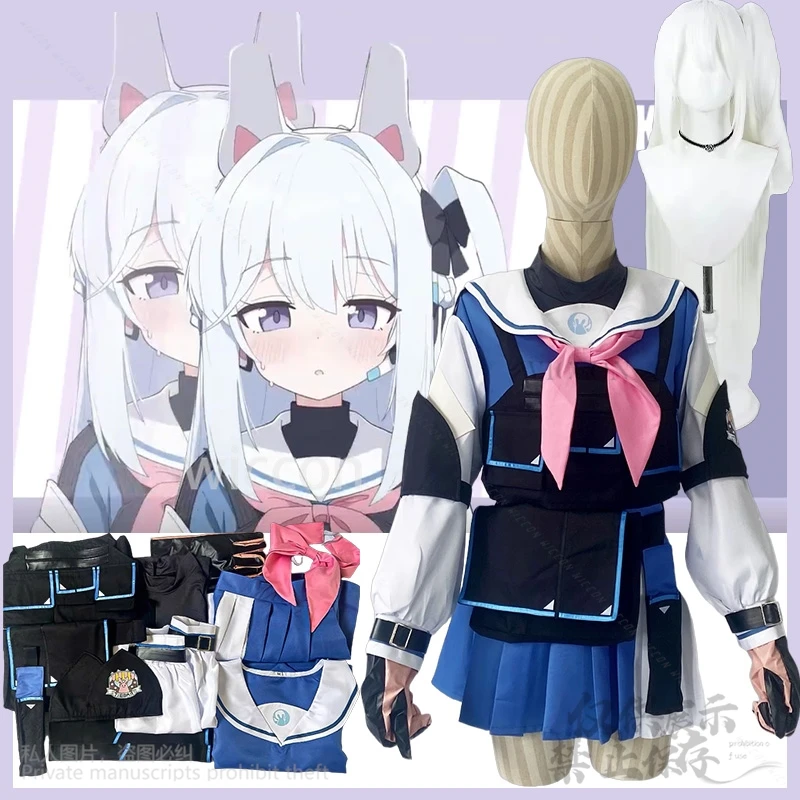 Цукиюки Мияко Косплей Индивидуальная игра Синий Архив Косплей Костюм Jk Школьная форма Платье Лолита Пальто Парики Джирай Каэй Девушки