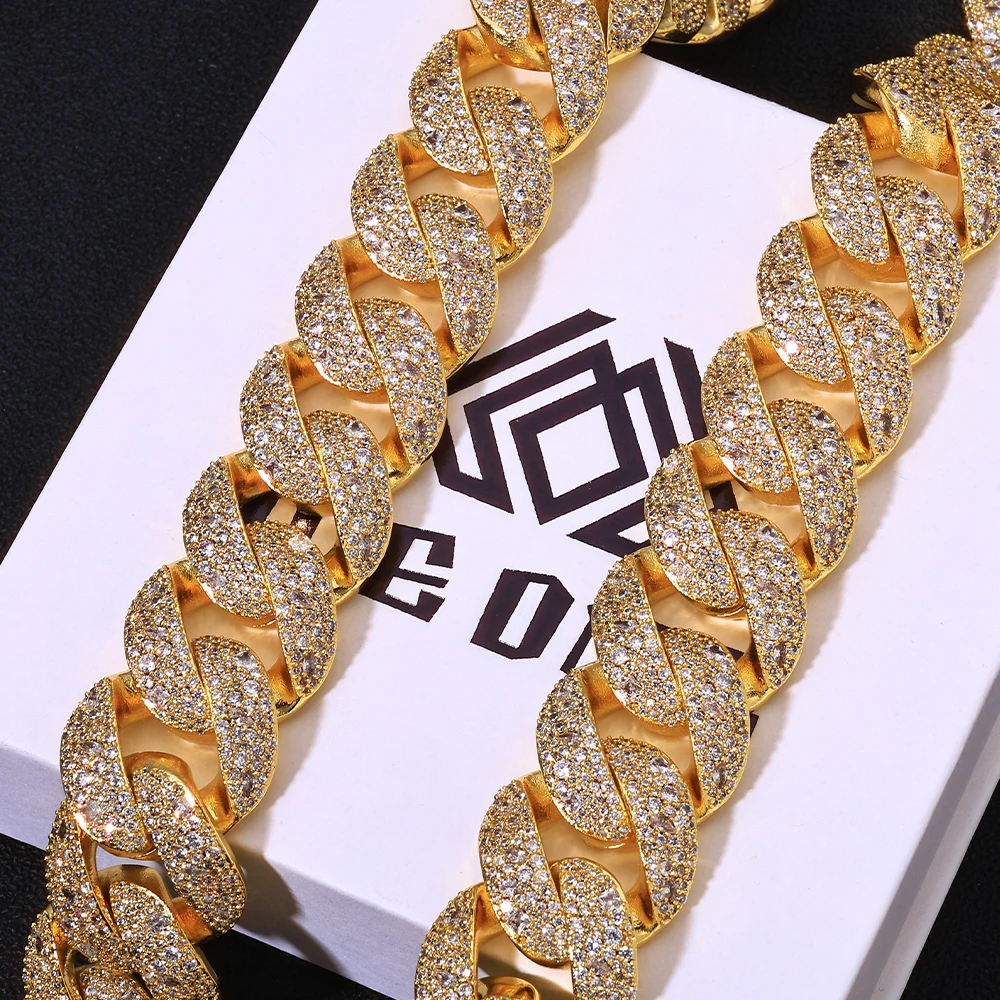 

ESKEEM 22mm Shiny Irregular Diamond Chunky Cuban Necklace for Men Full Pave Iced Out CZ Cuban Link Chain Hip Hop Jewelry
