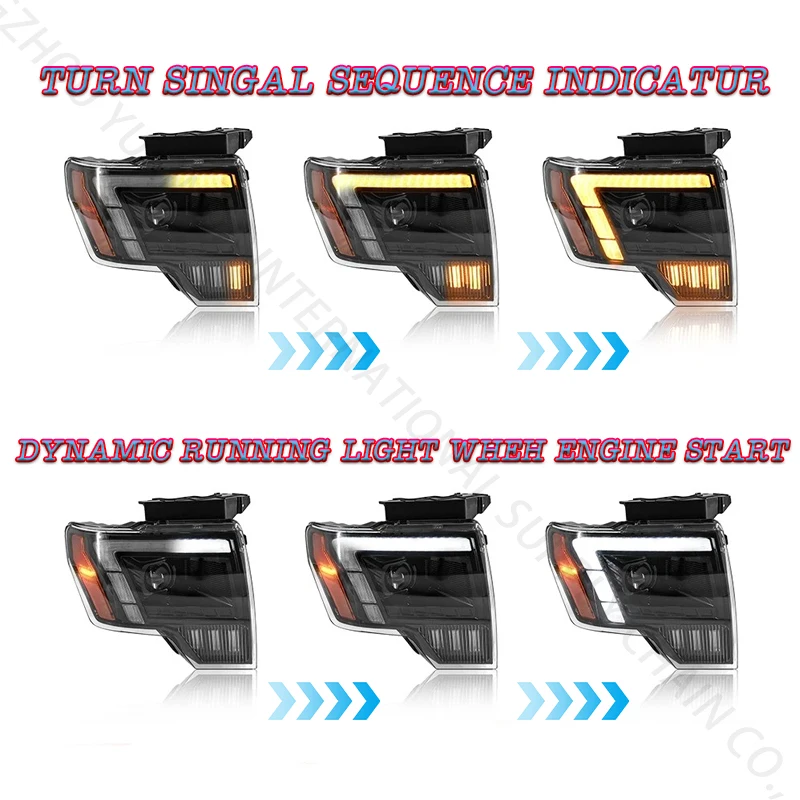 السيارات LED مجموعة مصابيح أمامية لفورد رابتور F150 2008-2014 سيارة جديدة رئيس ملحقات المصابيح بالجملة 2012 2013