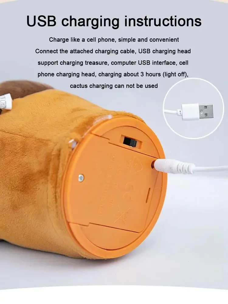 Juguete de Cactus que canta bailando, planta animada divertida con música, luces LED, regalo para niños y adultos, alivio del estrés