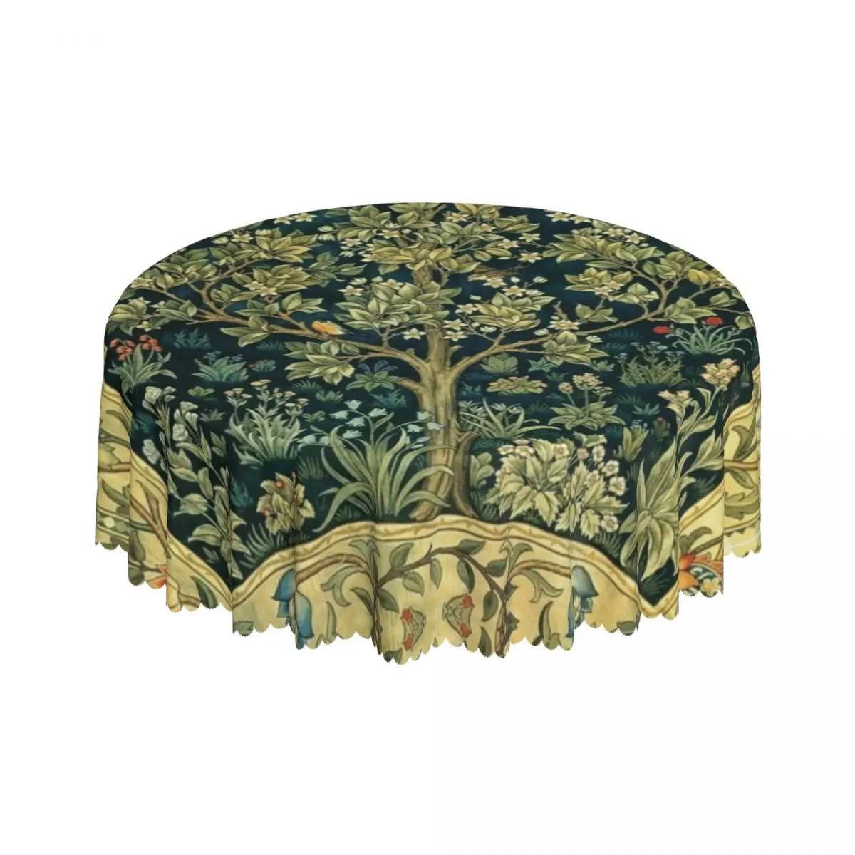 Tree Of Life By William Morris Round Tablecloths 60 Inches Floral Textile Pattern Table Cover for Parties Table Cloth