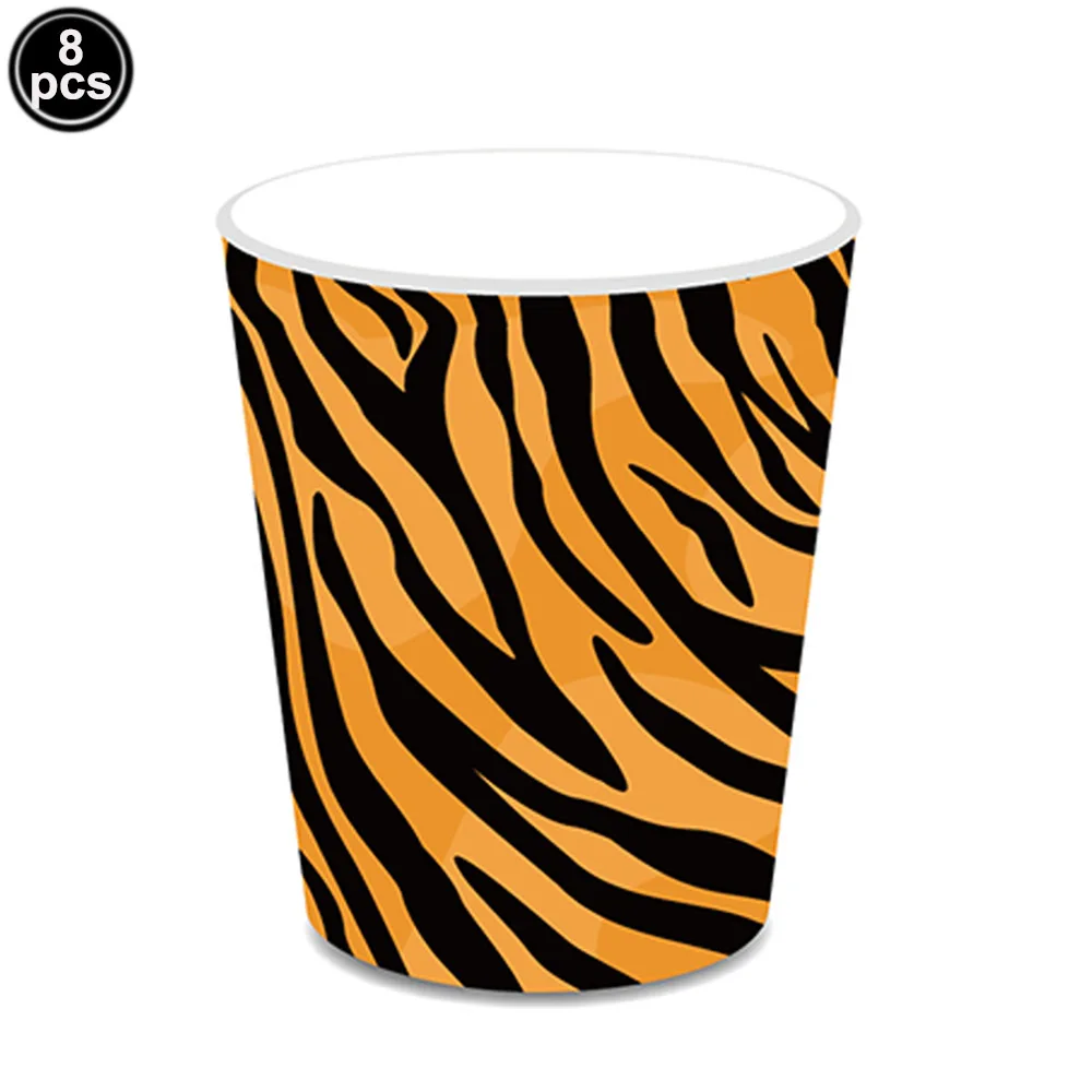Tiger Party liefert Safari Tiere Teller Servietten Tassen Tiger Party Geschirr Dschungel Tiere Tiger Thema Geburtstags feier Lieferungen – Detail 4