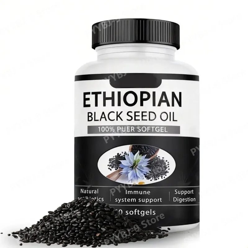 

Ethiopian Black Seed Oil 100% Pure Softgel 800mg Gluten Free Non GMO Daily Health Support Diatery Supplement 60 Count
