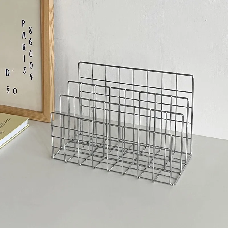 Ins Minimalist Iron Desktop Storage Rack Organizer Table Metal Organizing Rack Bookshelf Desk Multi-functional Storage Rack image 2