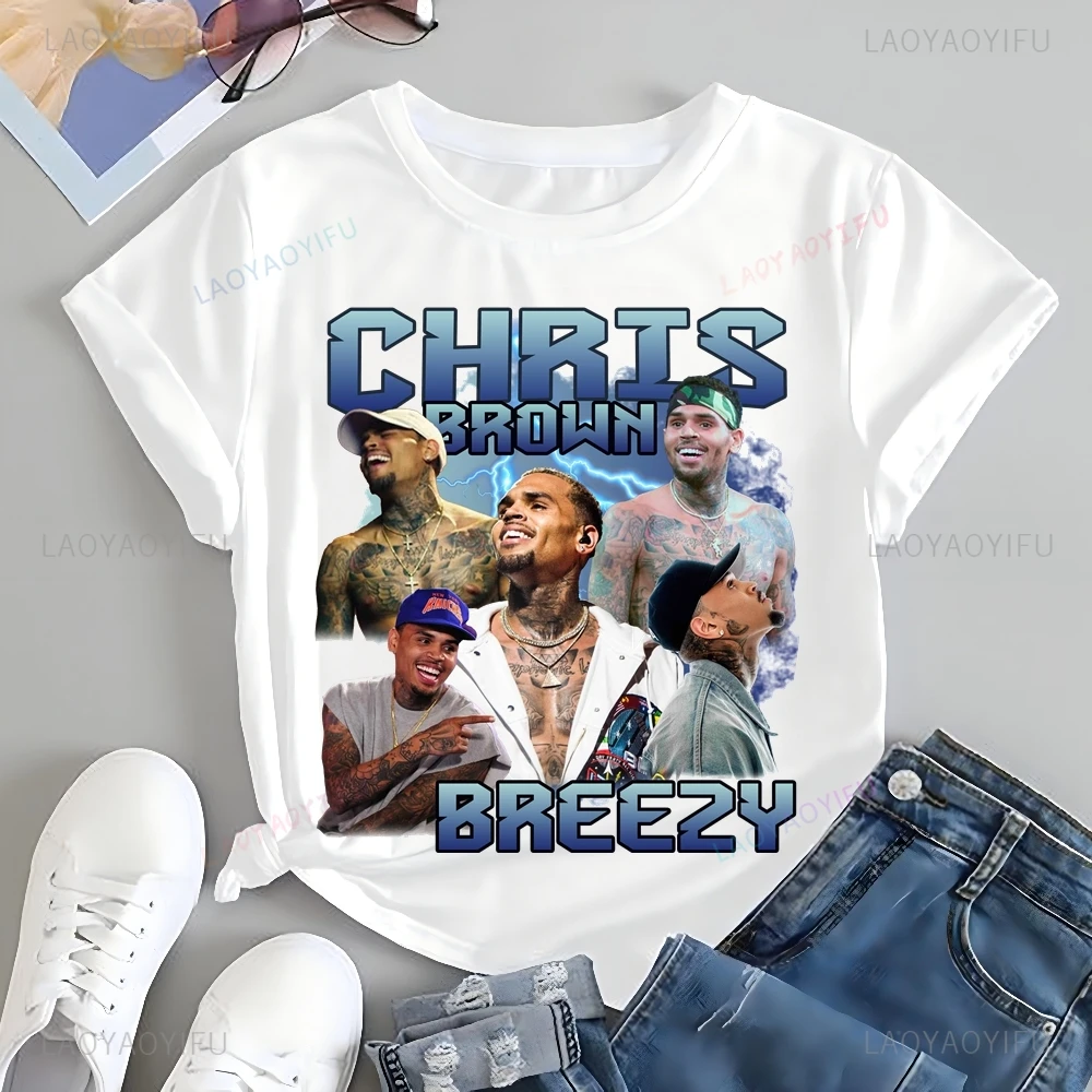 Rapper CHRIS BROWN Printed T-shirt Top CHRIS BROWN Neutral Trend Harajuku Short Sleeve Unisex Shirt Graphic Oversized T-shirt