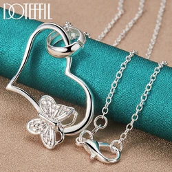 DOTEFFIL 925 Sterling Silver Butterfly Heart Pendant Necklace 18-30 Inch Chain For Woman Wedding Engagement Charm Jewelry