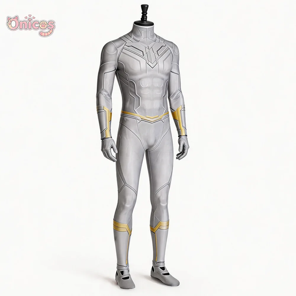 Wandavision Vision Cosplay Costume White Male Vision Jumpsuit Cloak Superhero Bodysuit Cape Full Set Halloween Carnival Onicos - view 2