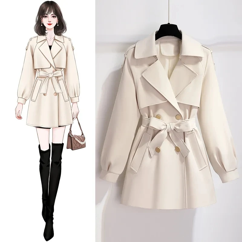 

Spring Autumn Women Outwear Short Windbreaker Coat Female Loose Plus Size Trench Coat 2023 New Women Double Breasted Jacket Top