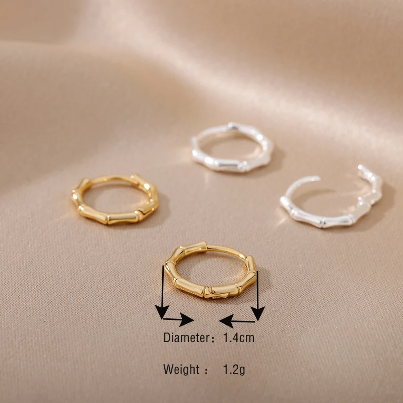 Stainless Steel Bamboo Hoop Earrings For Woman Cute Korean Fashion Geometry Twisted Cross Jewelry Wedding Party Unusual Earring