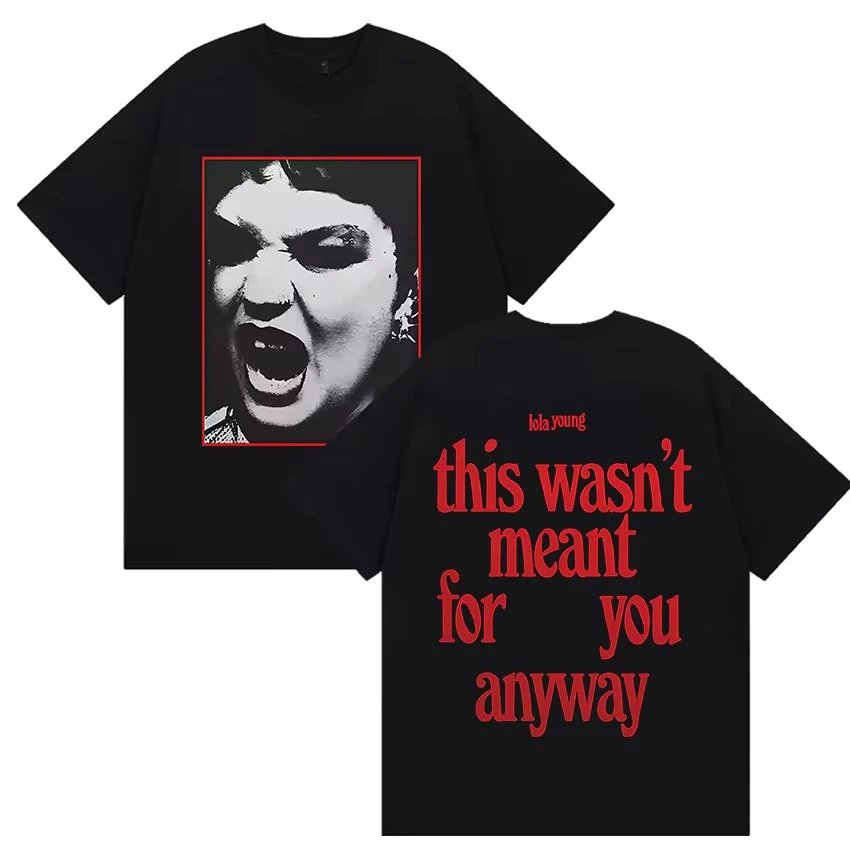 لولا يونغ ألبوم جولة 2025 غطاء الرسومات تي شيرت الرجال النساء موضة المتضخم تي شيرت خمر Harajuku قصيرة الأكمام تي شيرت