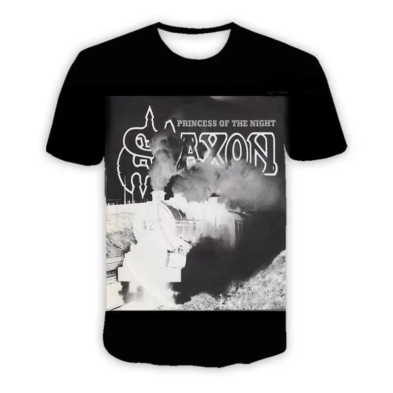 SAXON Band 캐주얼 티셔츠 3D 프린트 남성 힙합 티셔츠 패션 하라주쿠 반소매 o 넥 키즈 탑 유니섹스 의류