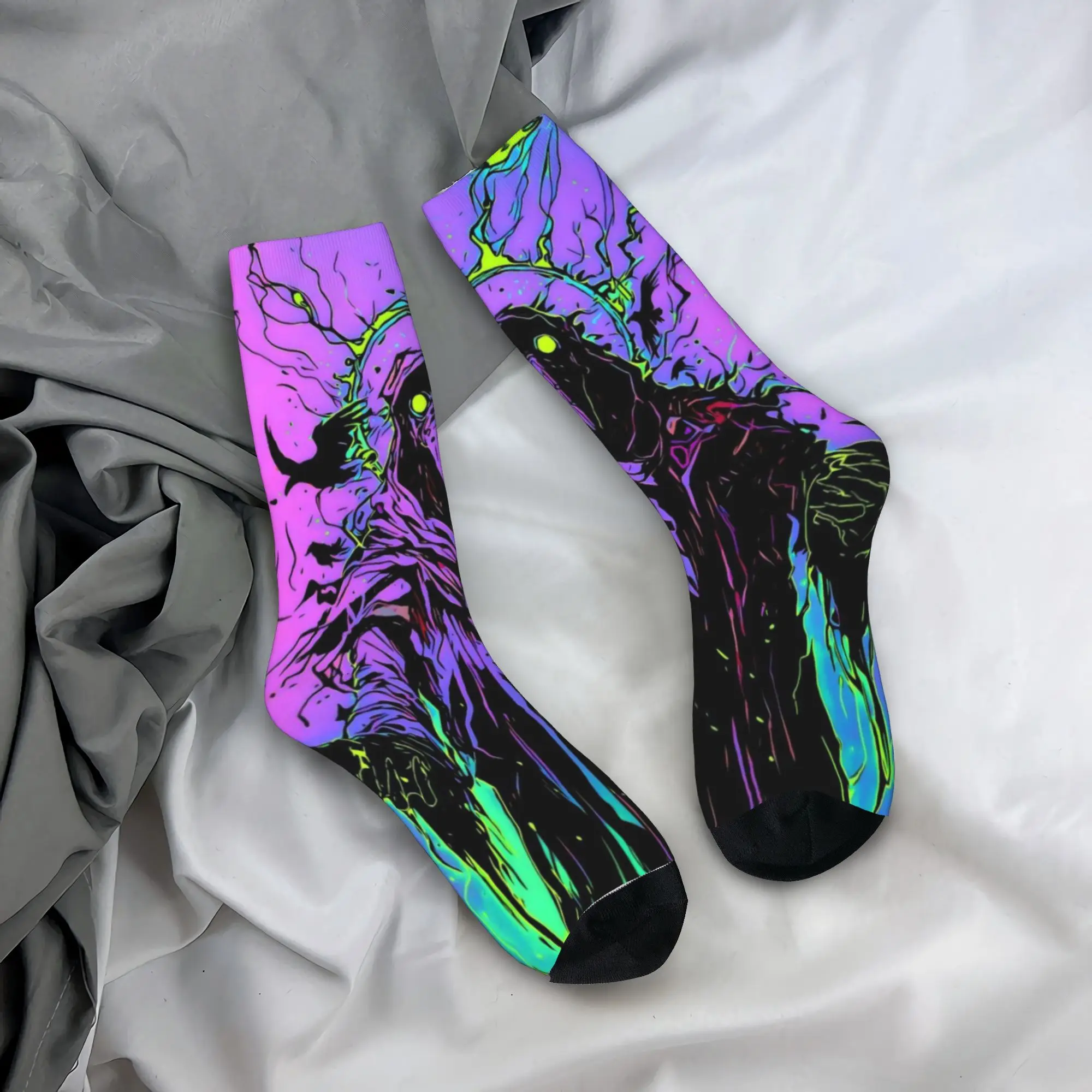 Psychedelic Purple Phantom Reaper Socks  Non Skid Stockings Women Men High Quality Running Sports Socks Winter Printed Socks