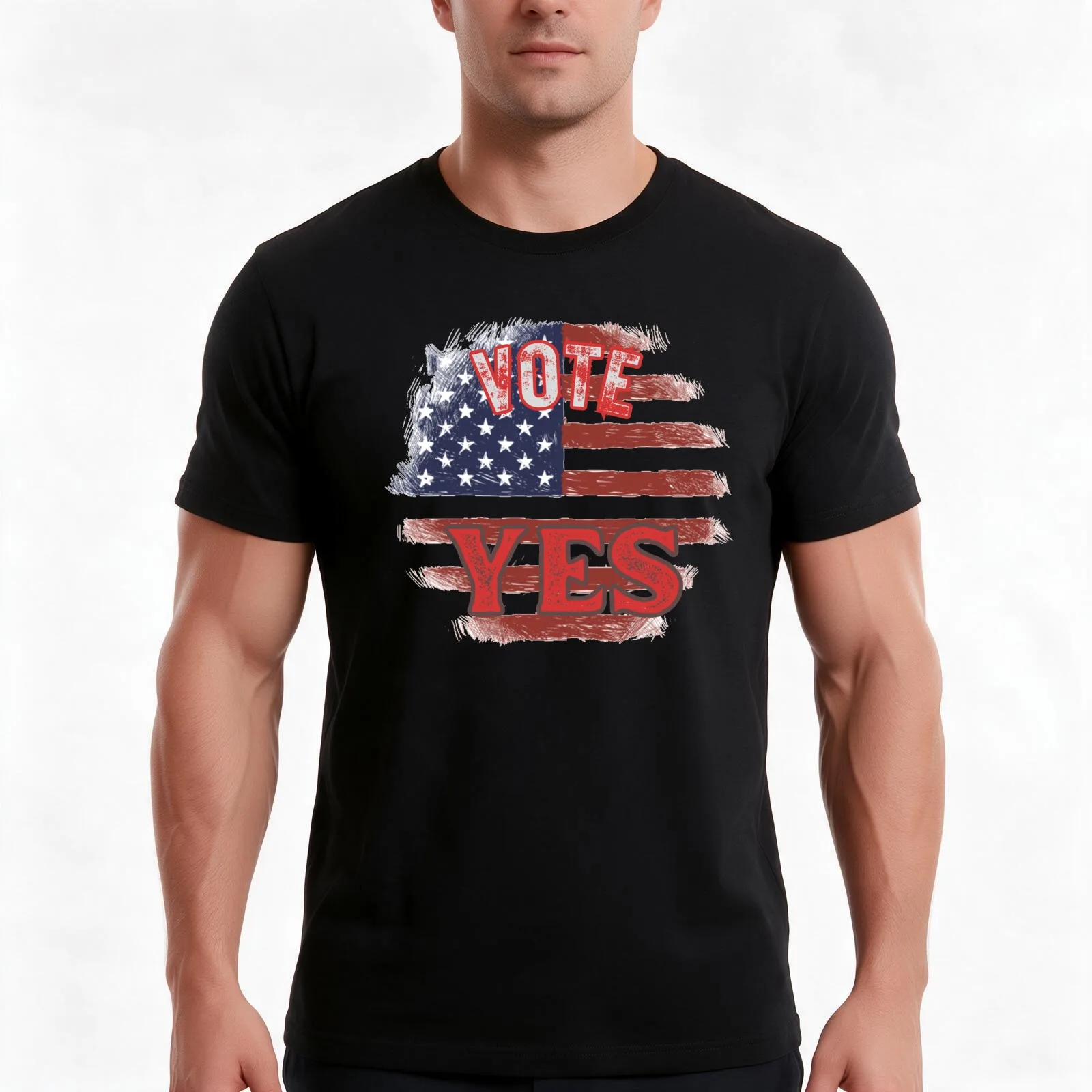Vote Yes is Patriotic President Vote T-Shirt, Summer Casual Cotton Tee, Oversized Streetwear Tops, Vintage Graphic Print