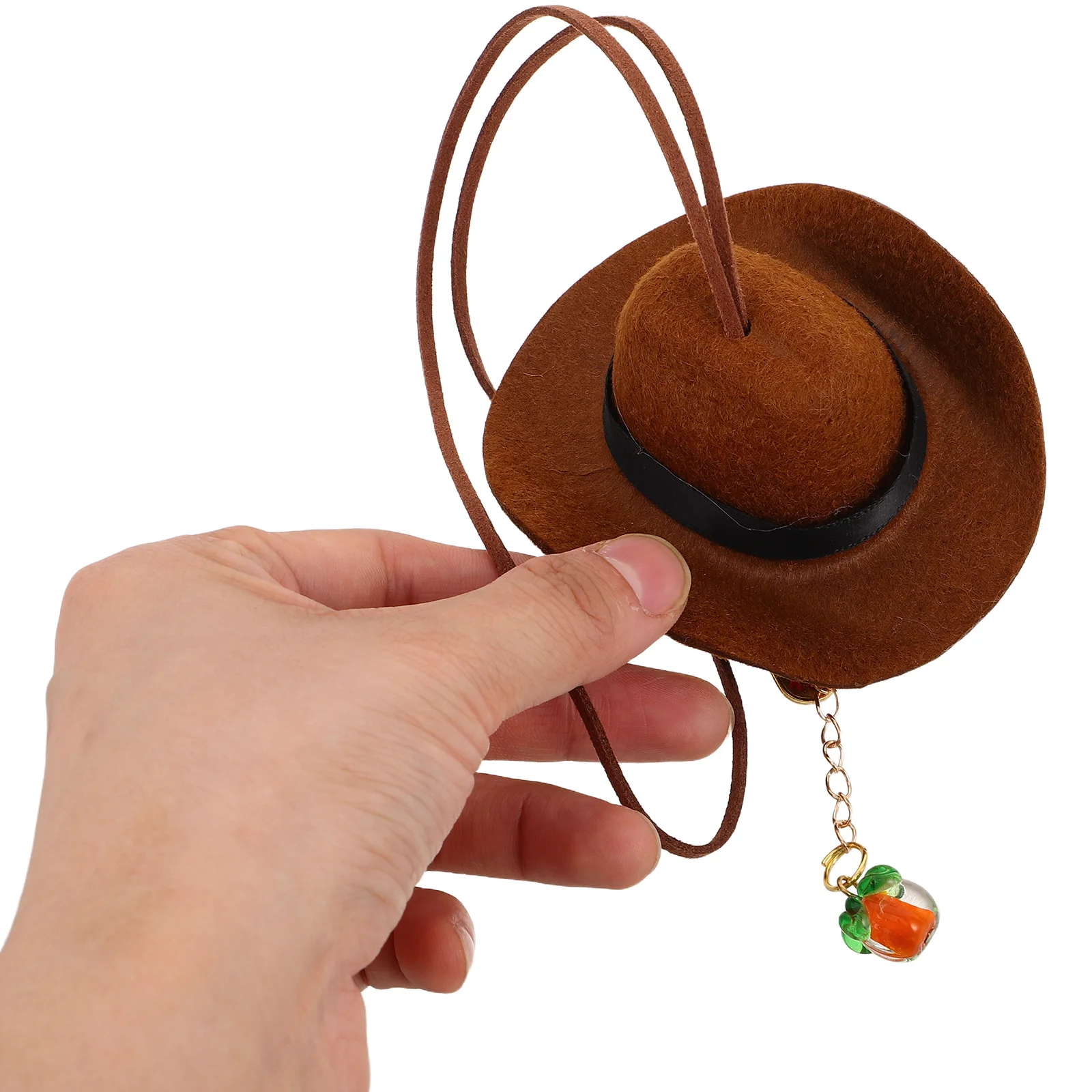 

Tibetan Cowboy Hat Car Pendant Charm Handmade Felt Mini Hat Feng Shui Wealth Ornament Auto Interior Rearview Decor