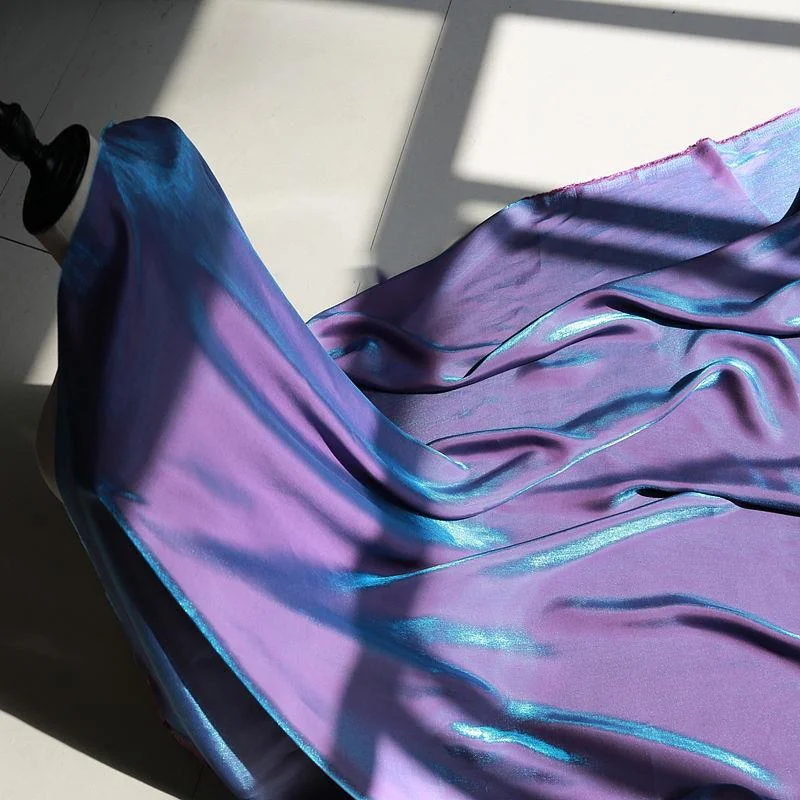 Blue Purple Gradient Hanfu Fabric Cotton Skin Gloss Silk Fabric Breathable Shirt Dress Color Changing Soft Fabric