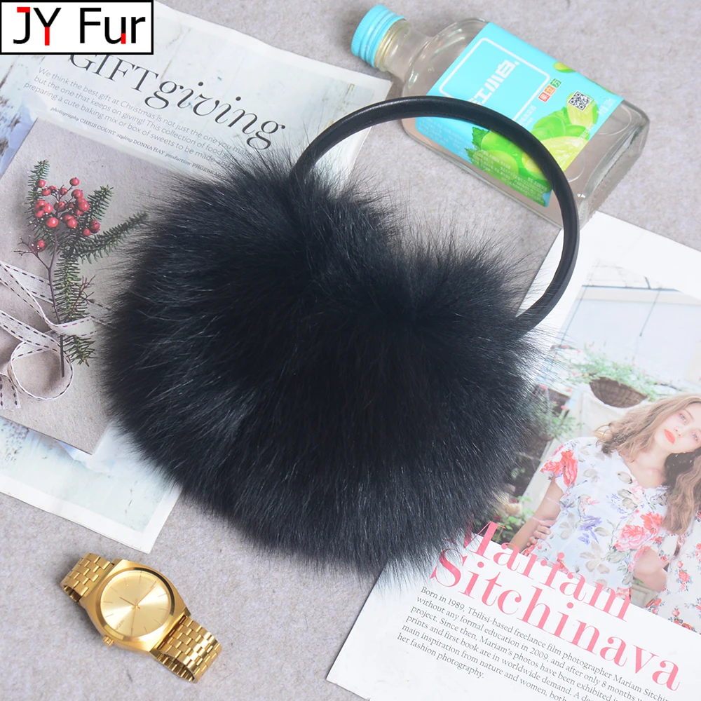 

Real Fox Raccoon Fur Hang Ear Cover Warm Winter Earmuffs Headwear Ear Muffs Earmuffs Cold Ear Warmer Ear Protection Headband