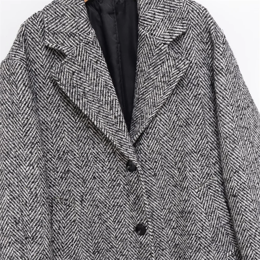 الخريف الملابس النسائية الجديدة أزياء شخصية مزاجه واحدة الصدر طويلة الأكمام متعرجة قطري معطف سترة