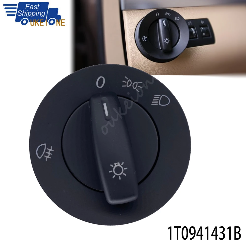 Headlight Control Switch Fog Light Lamp Knob Button Replacement Part For VW Volkswagen Caddy Touran 1T0941431B Car Accessories