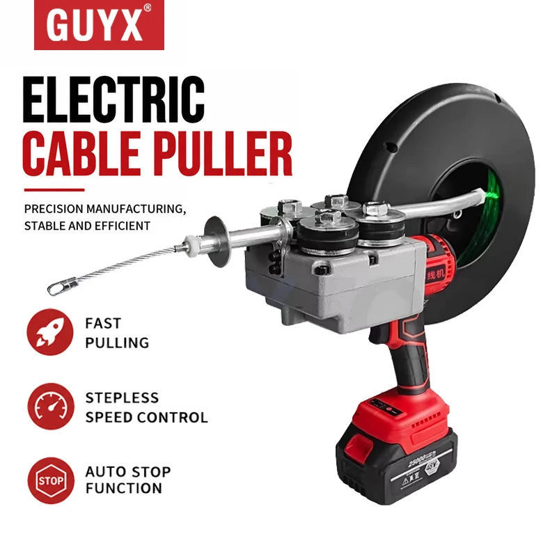 Electric Wire Puller Machine Lithium Battery Cable Threading Tool Conduit Pulling Guide For Electrician Wiring Installation